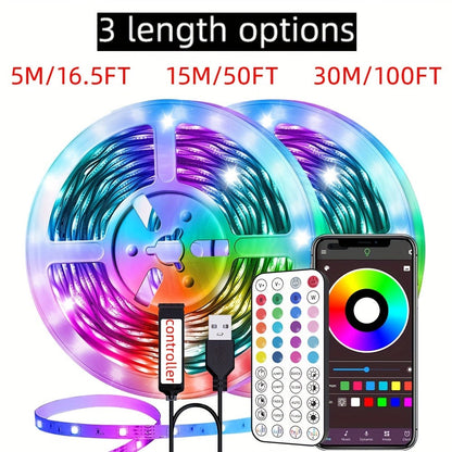 Smart RGB LED Strip Lights 10M 32FT Remote Control Color Changing Atmosphere Lights for Entryways, Bedrooms and Living Spaces