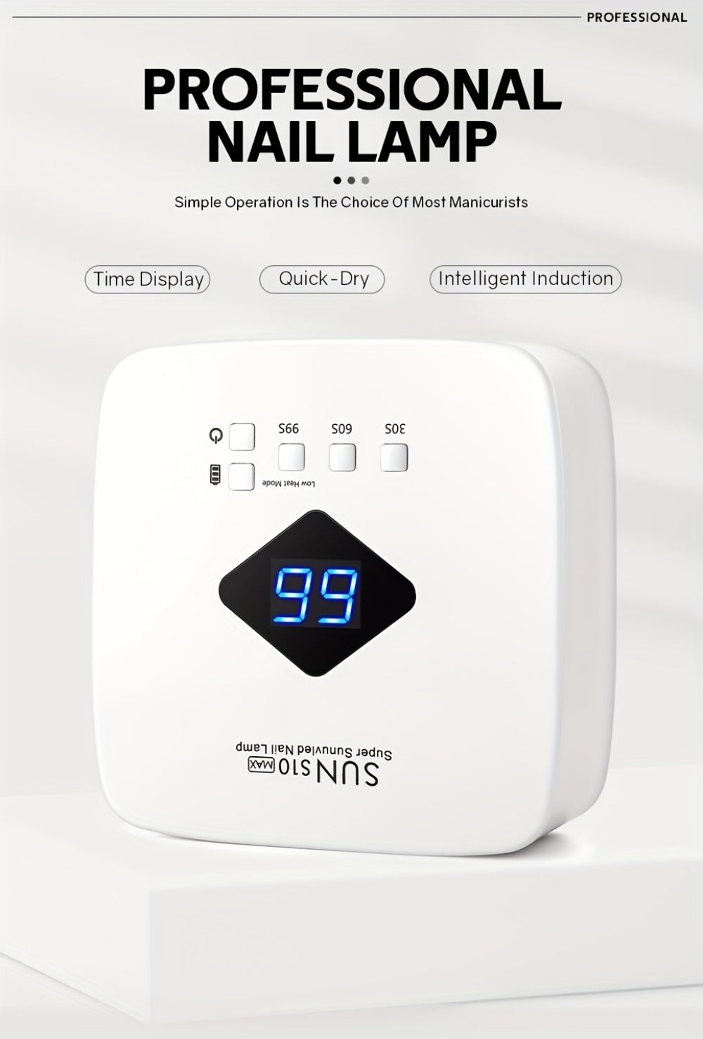 Rechargeable UV LED Nail Lamp 30 Beads, Professional Gel Nail Curing Light Cordless with 3 Timer Settings