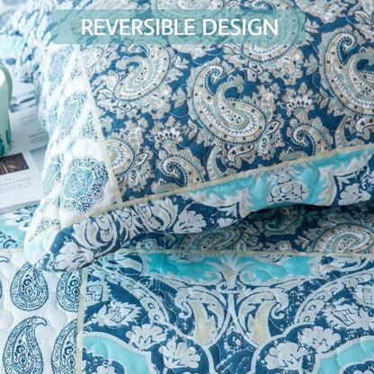 Floral Quilt Set Lightweight Bedspread Coverlet 2 or 3-Piece, All Season Hypoallergenic Breathable Paisley Patchwork Print Quilt for Bedroom