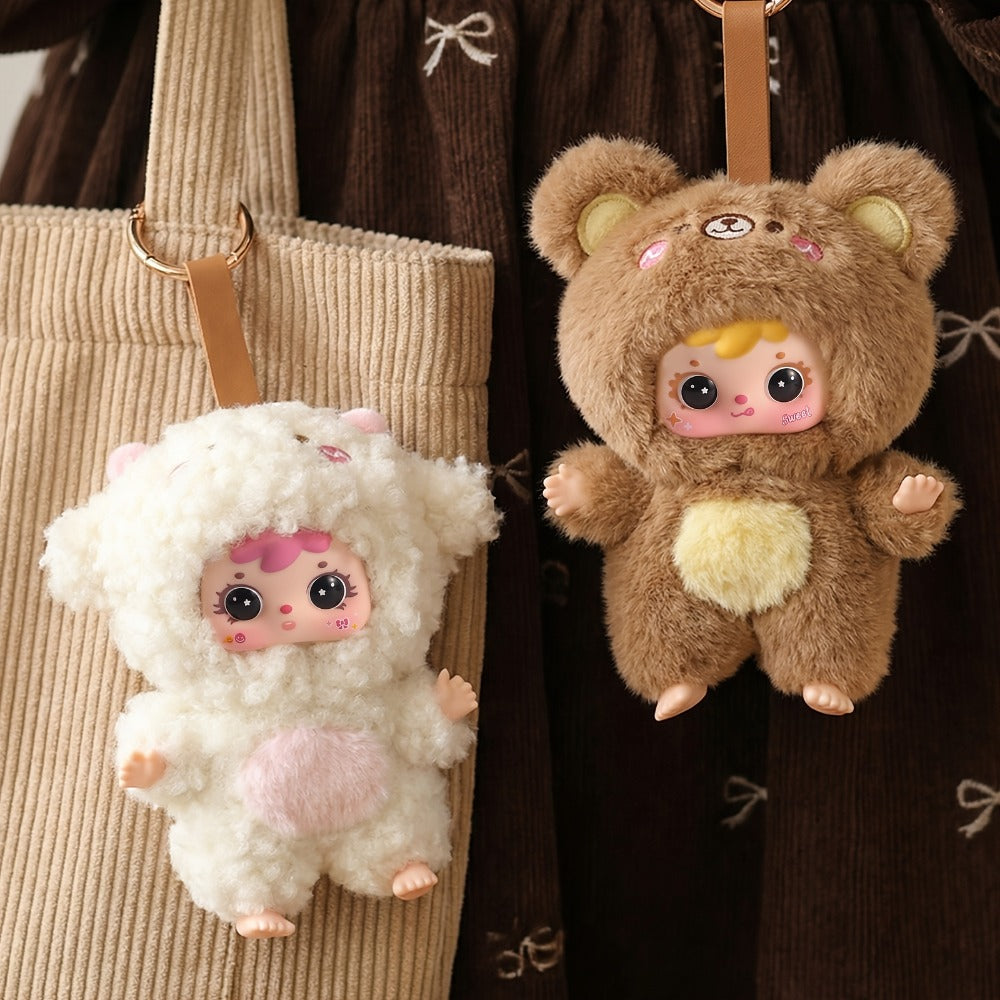 Kawaii Plush Keychain Charm, Cute Pet Healing Doll Rabbit Bear Stuffed Animal Bag Pendant, Random Style