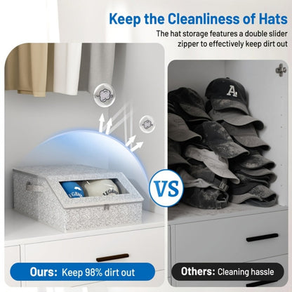 Stackable Baseball Cap Storage Box Organizer, Dustproof Cardboard Hat Box Holds 24 Caps, 1/2 Pack