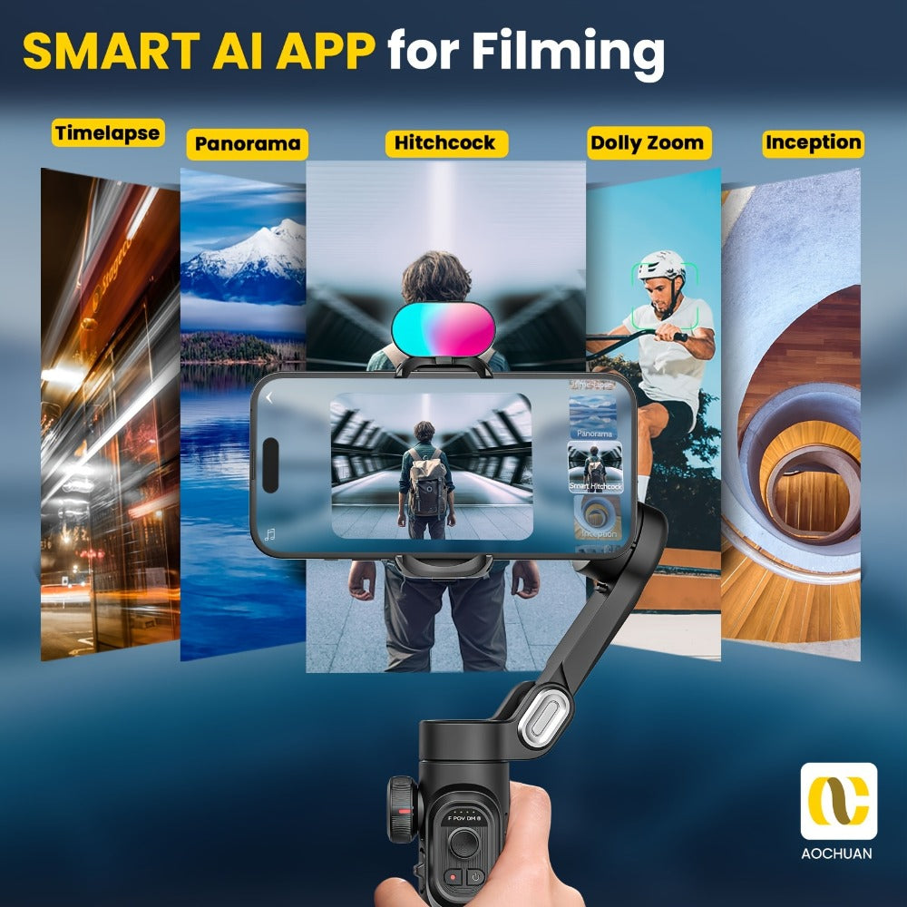 3-Axis Gimbal Stabilizer for Smartphone iPhone Samsung Android Ultra Foldable Portable Vlogging for an Everyday Personal Care Routine