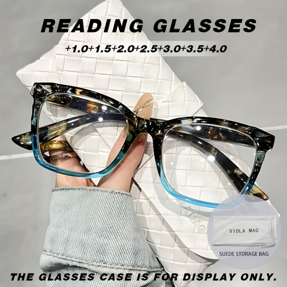 Reading Glasses – Floral Rectangular Readers with Resin Lenses and Spring Hinges with Multiple Strength and Color Options