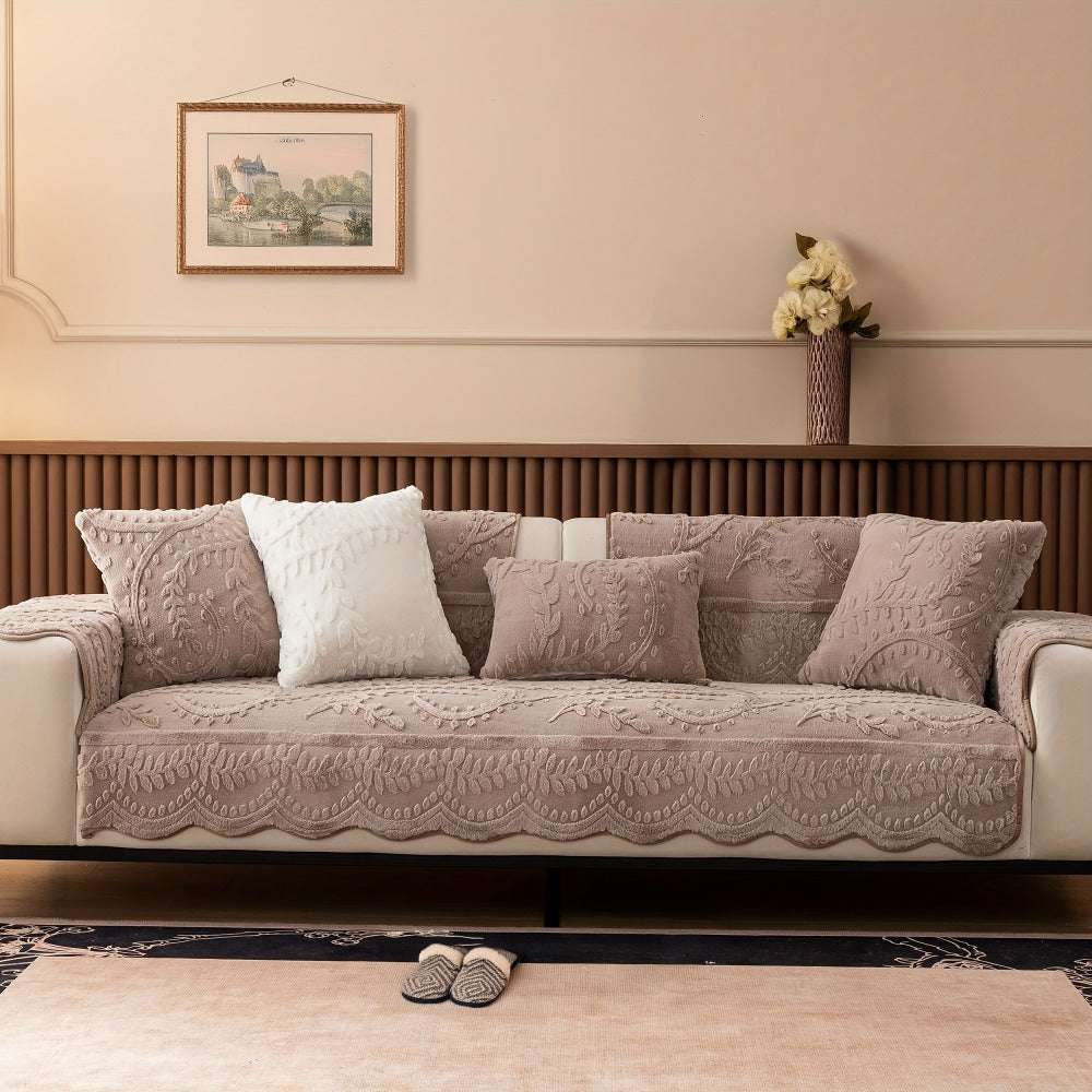 Sofa Cover Quilted Plush-Texture Panels in 35.5-Inch Width for 1 to 4 Seats, Backrest or Armrest
