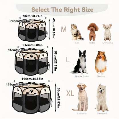 Octagonal Foldable Pet Playpen Tent for Dogs & Cats – Oxford Fabric Scratch-Resistant Portable Dog Kennel Cat Enclosure Maternity Room