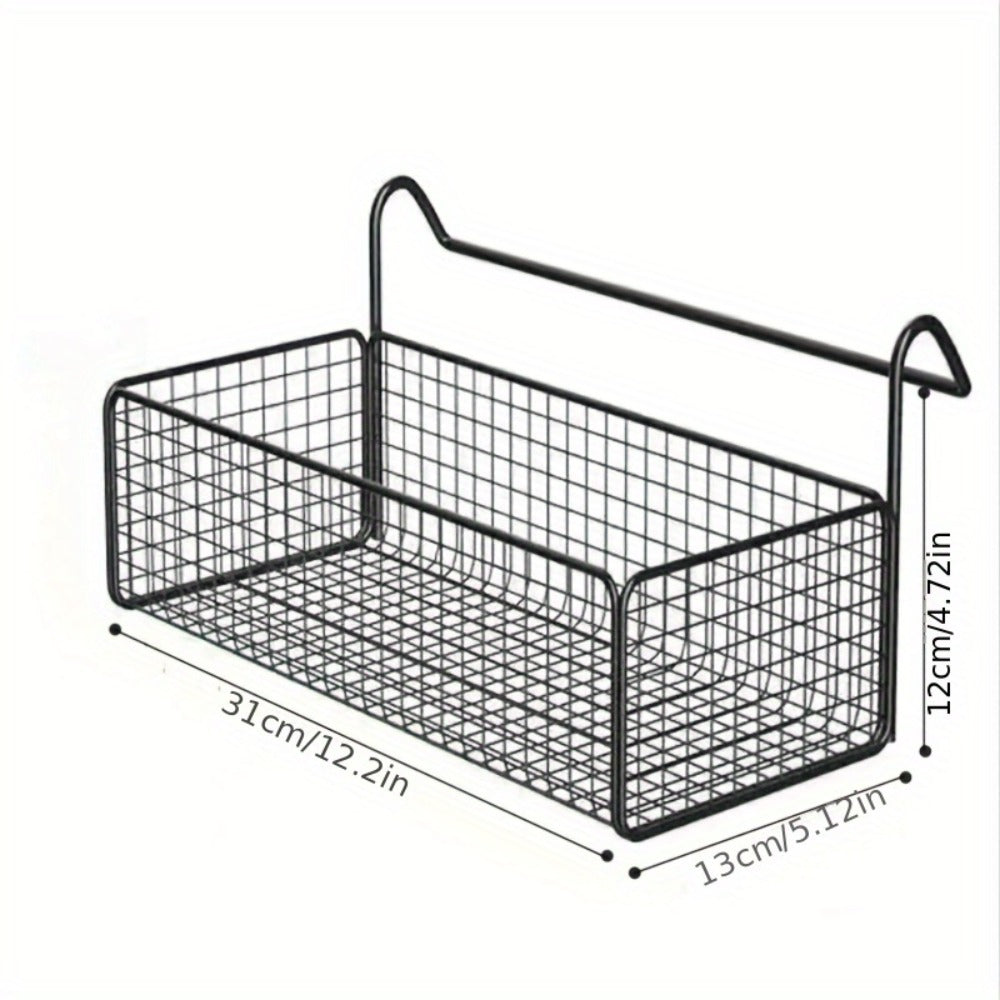 Over Door Hanging Basket Storage Rack - Woven Mesh Metal Organizer Shelf for Bedroom Dorm Wardrobe Closet