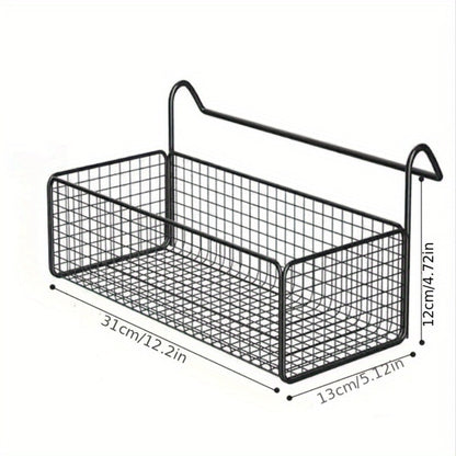Over Door Hanging Basket Storage Rack - Woven Mesh Metal Organizer Shelf for Bedroom Dorm Wardrobe Closet