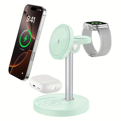 Wireless Charging Station, 3-in-1 Qi-Labeled Stand for iPhone, Apple Watch and AirPods Models in Six Colors