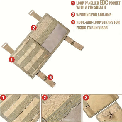 MOLLE Sunshade Storage Bag Large Waterproof Nylon Multi-Compartment – Sun Shade Organizer for Pickup Truck SUV RV – Beige / Black