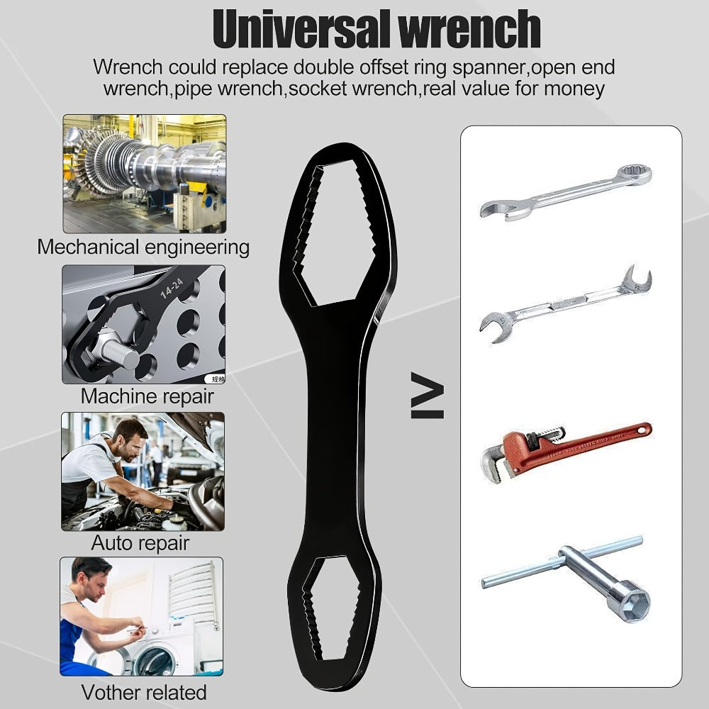 Torx Wrench Set 2pcs Adjustable Self-Tightening Dual End Carbon Steel Portable Handle for Home, Garage and DIY Projects