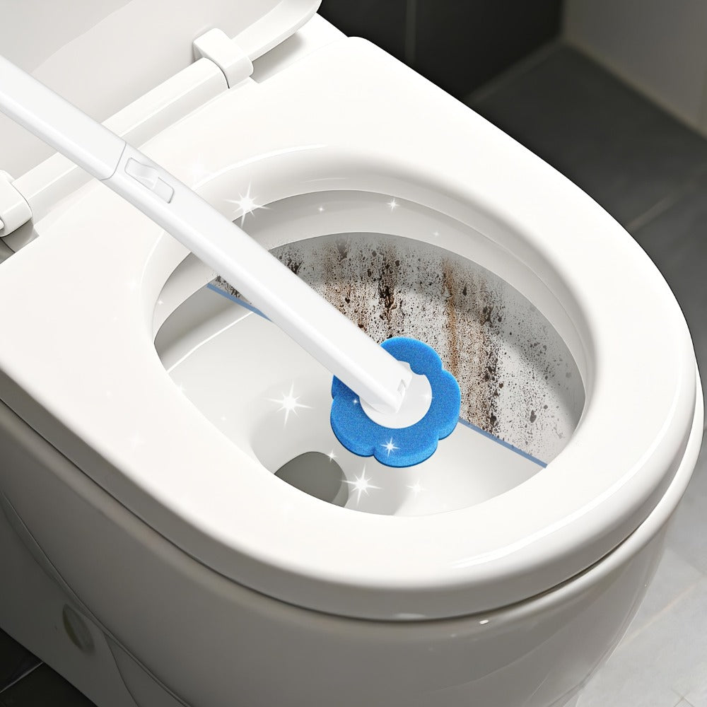 Disposable Toilet Brush Cleaning System with Bracket & Replaceable Heads – Deep Clean Toilet Bathroom Cleaning Kit