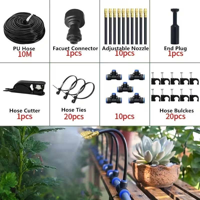 Drip Irrigation Kit Automatic Watering System Garden Sprinkler Misting Atomization Hose 5m, 20m