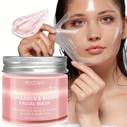 Face Mask Cream 50g Biotin Collagen Day & Night for Plump Smooth Younger-Looking Skin, Skincare Gift for Women