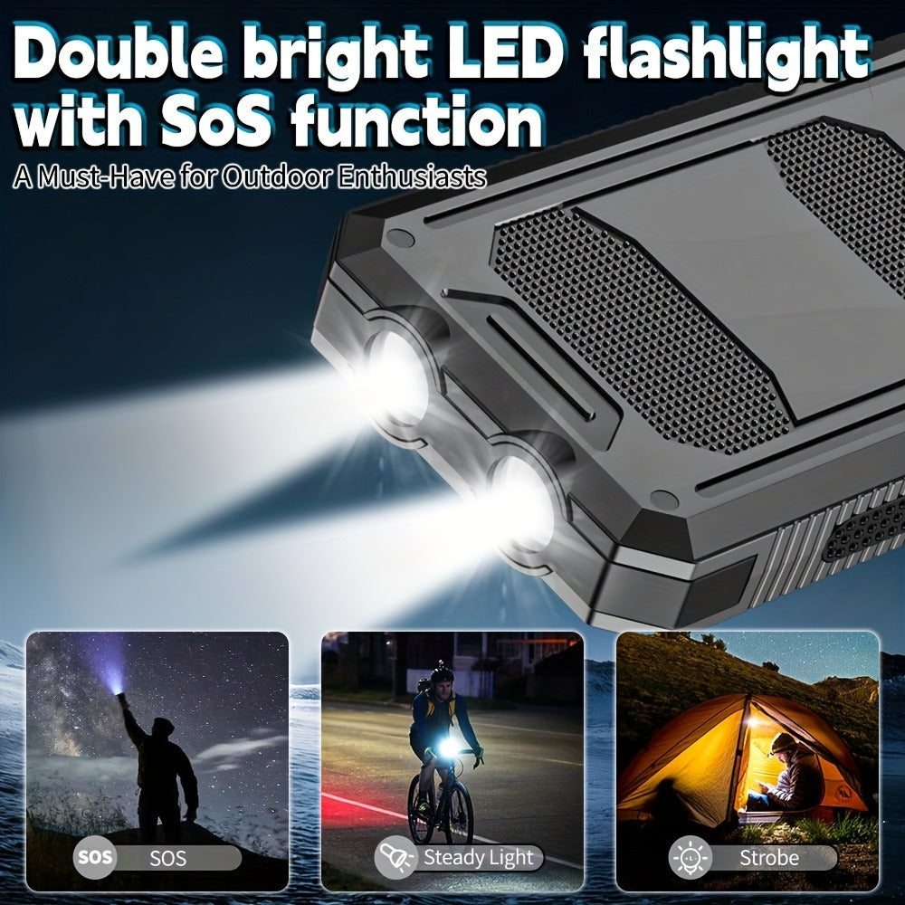 Solar Power Bank, 45800mAh QC3.0 Dual-USB Charger with Solar Panel, LED Flashlight and Five Color Options