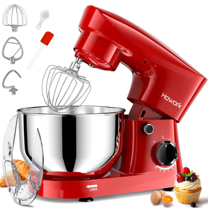 Stand Mixer 5QT, 10-Speed Electric Kitchen Mixer with Dough Hook, Flat Beater, Wire Whip & Pouring Shield