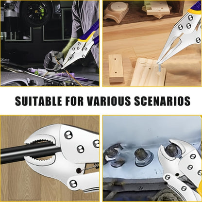 Locking Pliers Set 6pcs Heavy Duty, Includes Needle Nose Pliers 6.5" & 9.5", Curved Jaw Locking Pliers 5" 7" 10"