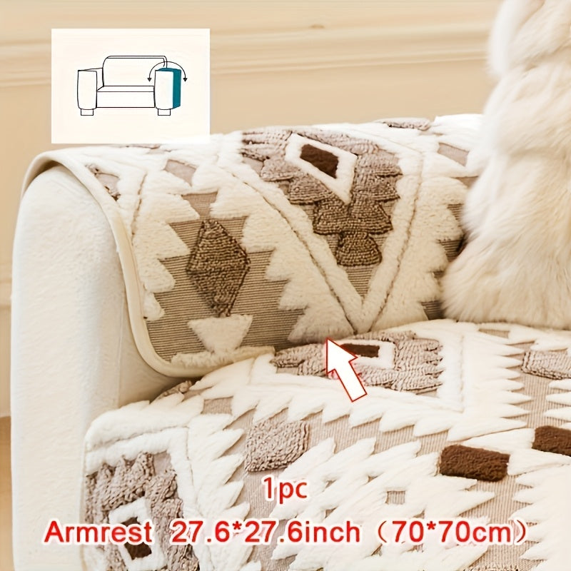 Sofa Cover, Thick Plush Couch Pad with Backing Detail in Three Colors and Seven Seat or Arm Sizes