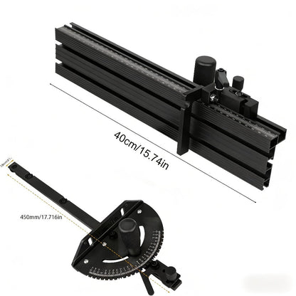 400mm Woodworking Angle Gauge with Adjustable Fence & Guide Rail – Precision Miter Measuring Tool Compatible with 30mm & 45mm T-Track