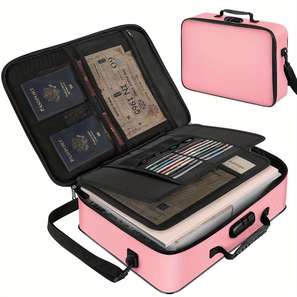 Fireproof Document Bag with Combination Lock - 17x11.8x5 Inch File Organizer, 2000°F Fireproof
