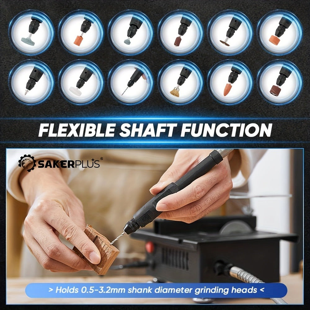100W Electric Mini Table Saw with Woodworking Pen Set, 7-Speed & Angle Adjustable, 16mm Max Cutting Depth
