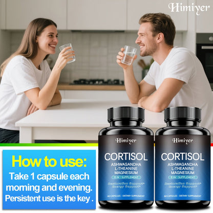 Rhodiola Ashwagandha Stress Capsules with L-Theanine & Magnesium, Cortisol Balance, Deep Sleep & Mood Support Supplement for Women & Men