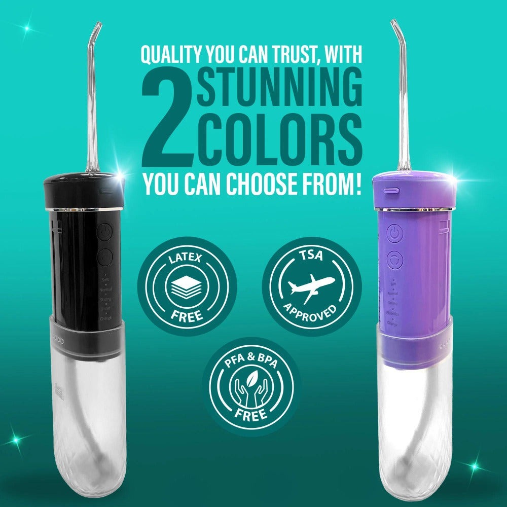 Compact Water Flosser Portable Travel Oral Irrigator, Collapsible 290ml Tank, 4 Flossing Modes, 1800 Pulses/Min