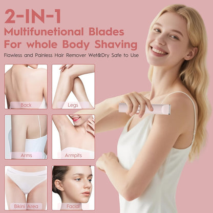 Women's Hair Trimmer 2-in-1 Bikini Trimmer & Electric Shaver - USB Rechargeable Dual Head Design