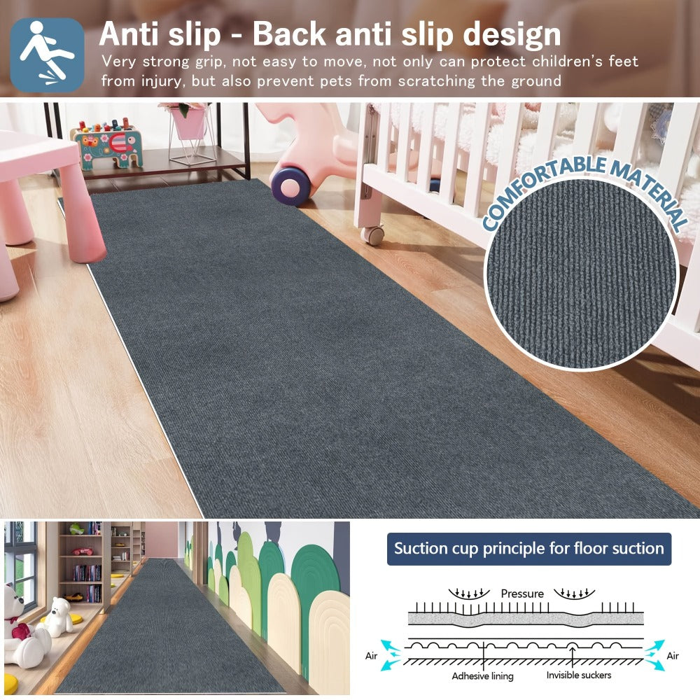 Solid-Color Hallway Runner in Five Neutral Shades with 60 cm Width and Four Listed Lengths