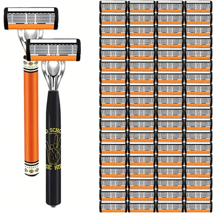 Double Edge Safety Razor Set for Men with 2 Handles & Stainless Steel Replacement Blades – Barber-Quality Close Shave Manual Shaving Kit