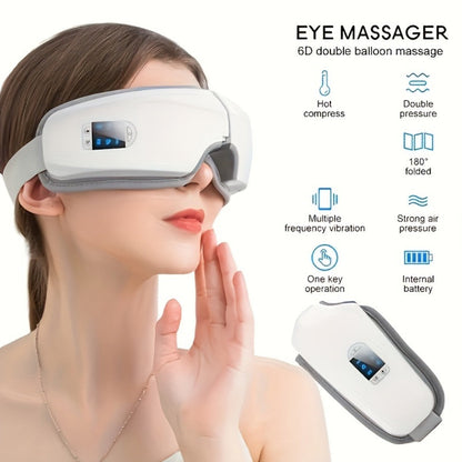 Eye Massager 4D Kneading Vibration Hot Compress Bluetooth Music Massage, Rechargeable Portable Eye Relax Device for Stress
