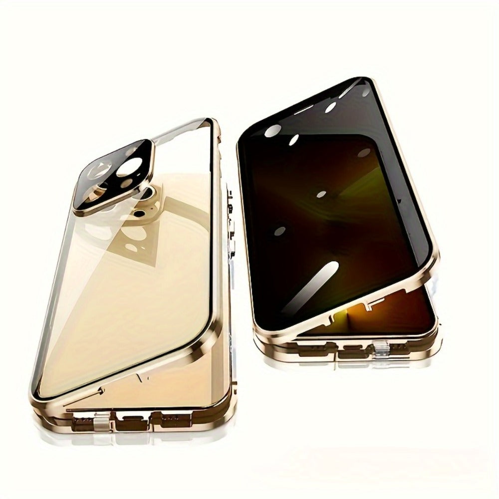 Double-Sided Glass iPhone Case with Stand 2-Piece Set Magnetic 360 Metal Frame Safety Lock Lens for an Everyday Personal Care Routine