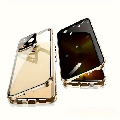 Double-Sided Glass iPhone Case with Stand 2-Piece Set Magnetic 360 Metal Frame Safety Lock Lens for an Everyday Personal Care Routine