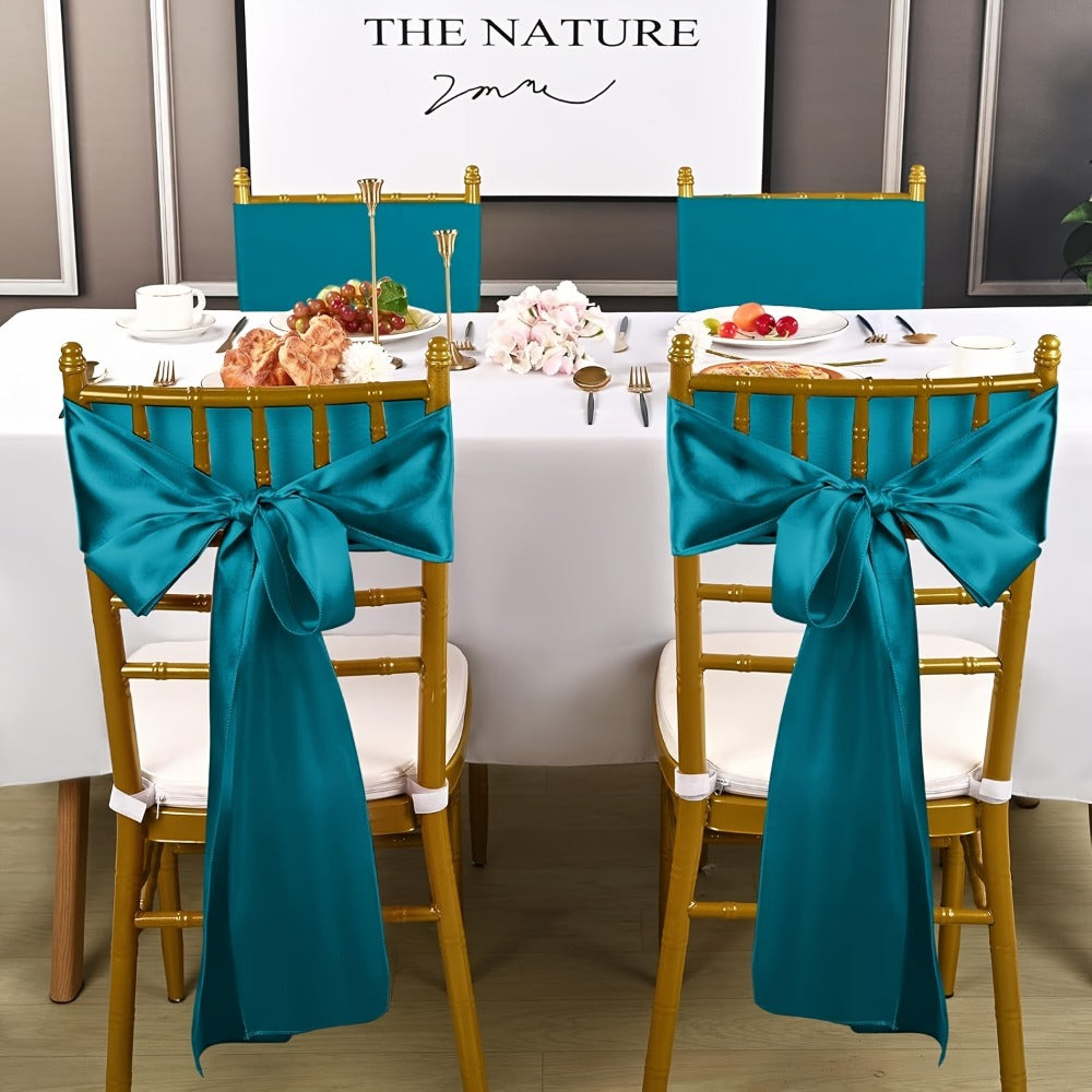 100pcs Satin Chair Sashes Bows for Wedding Banquet Party Event Decoration, 13 Colors, 18×275cm