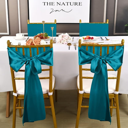 100pcs Satin Chair Sashes Bows for Wedding Banquet Party Event Decoration, 13 Colors, 18×275cm