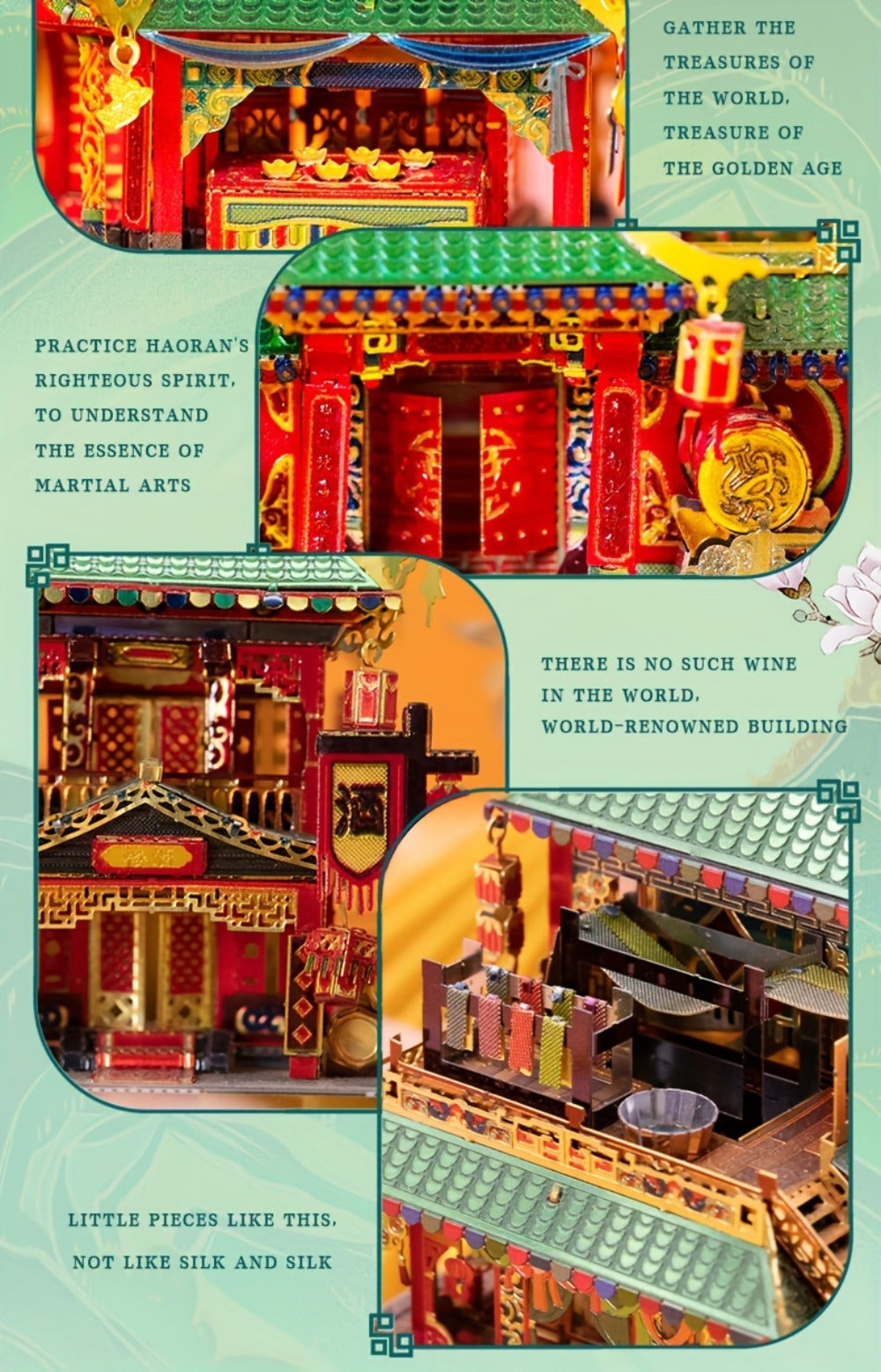 Chinese Street View Metal Model Kit, MU 3D Puzzle Traditional Architecture, Tianloc Pavilion Chiya Chai Tea House Drunk Xiao Lou