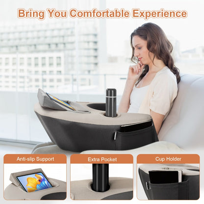 Reading Pillow with Armrests Bed Rest Pillow Back Support Cushion Side Pockets Cup Holder for Entryways, Bedrooms and Living Spaces