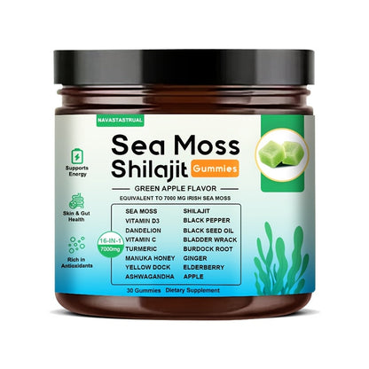 16-in-1 Sea Moss & Shilajit Gummies with Turmeric, Ashwagandha & Black Seed, Plant-Based Immune & Digestive Health Supplement