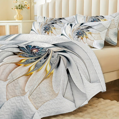 Boho Quilt Comforter Set Twin Full Queen King – Floral Bedding Lightweight Soft Microfiber Reversible Bedspread for Women Girls 2/3 Pcs