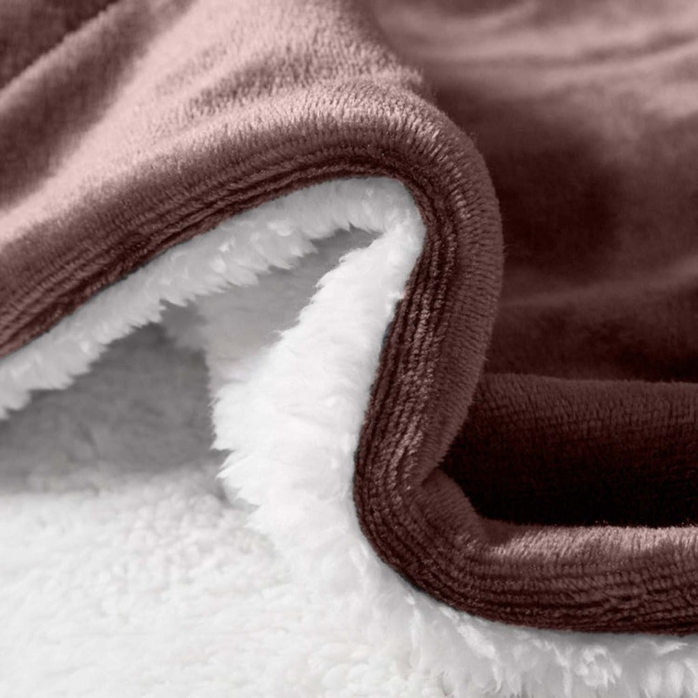 480GSM Sherpa Fleece Blanket, Double-Sided Heavy Throw for Couch, Bed & Travel, Reversible All Season