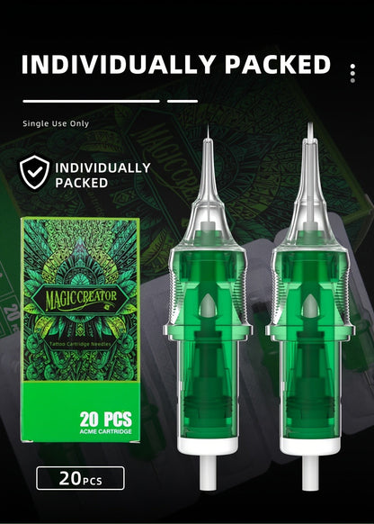Tattoo Cartridge Needles with MAGICCREATOR Label, 20-Piece Box with 25 RL RS CM M1 Options