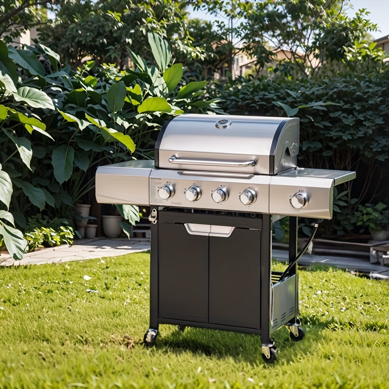Propane Gas Grill Stainless Steel 3 & 4 Burner Outdoor BBQ Grill with Side Burner, Grill Cover & 344 Sq In Cooking Surface