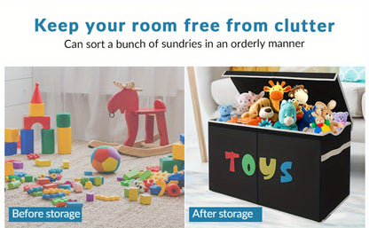 Extra Large Collapsible Kids Storage Chest with Lid, 31.7 Gal Toy Box Organizer Bins for Boys Girls Bedroom Nursery Living Room