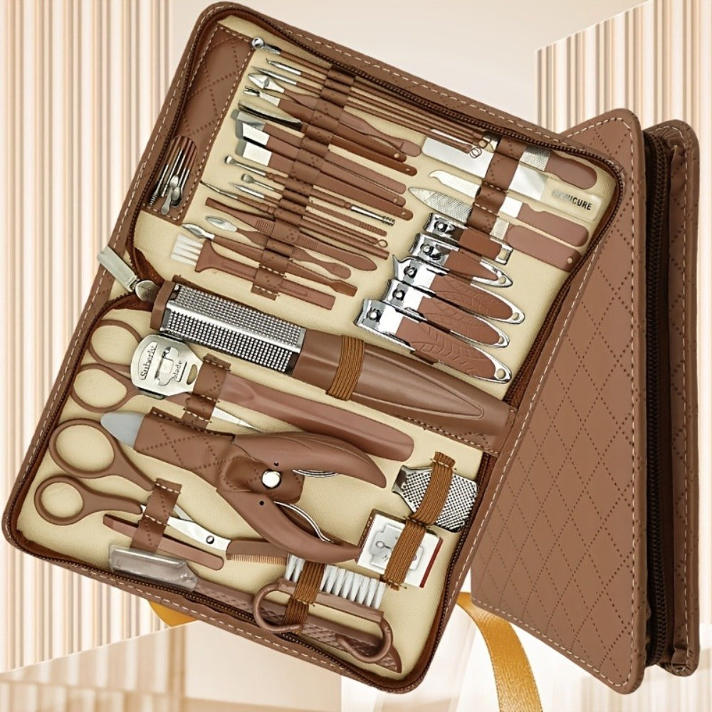 Professional Manicure Pedicure Kit 42 Piece Stainless Steel Nail Set with Portable Travel Case – Nail Scissors Cuticle Nipper Ingrown