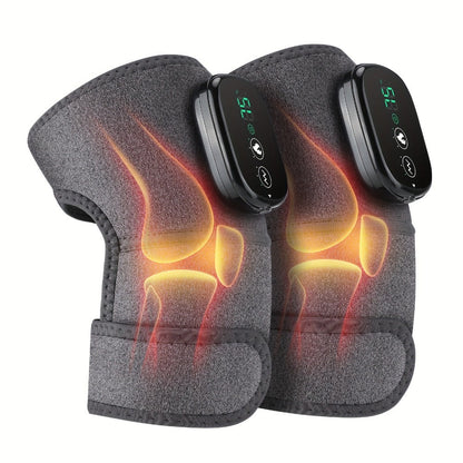 Heating Knee Massager 3-in-1 Wireless Vibrating Knee Brace - Electric Heating Pad with Vibration Massage for Knee