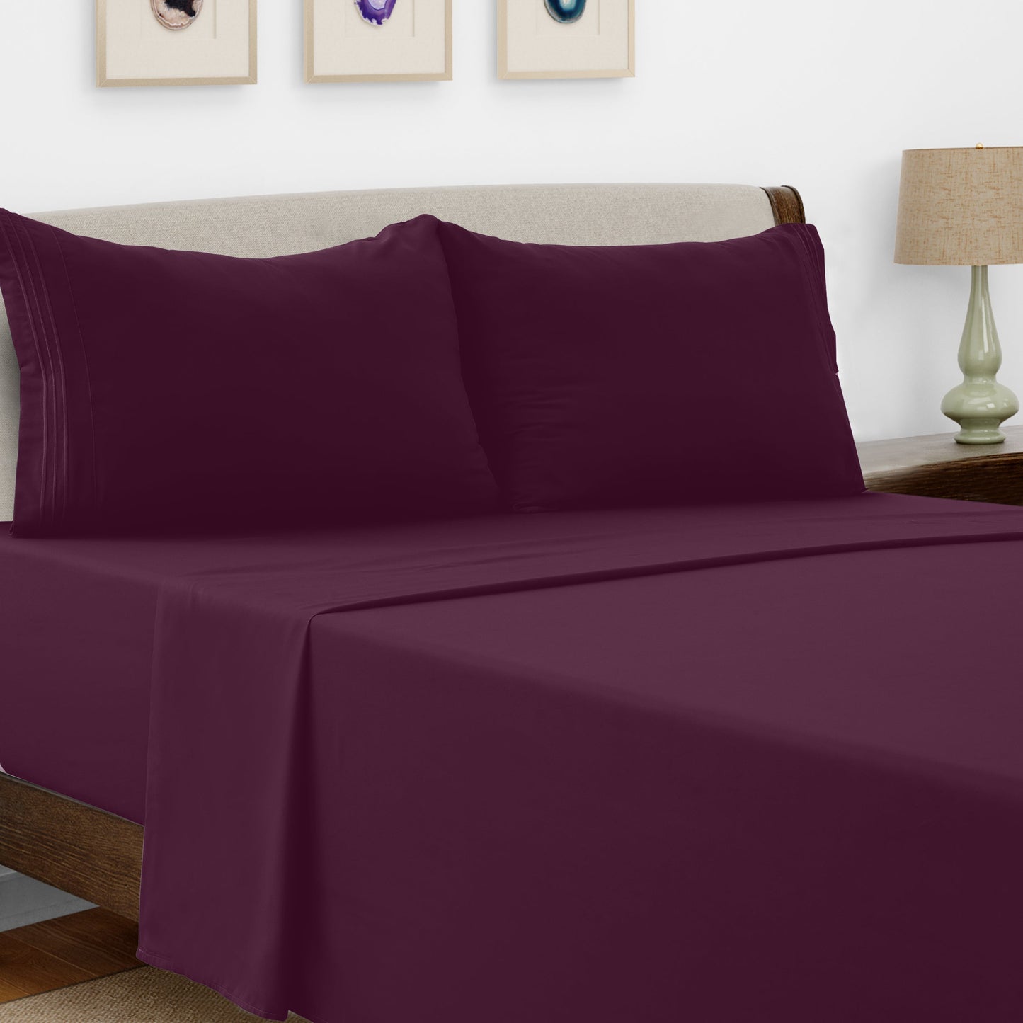 Bed Sheet Set Microfiber with Size-Dependent 3- or 4-Piece Contents and Six specified Bed Dimensions