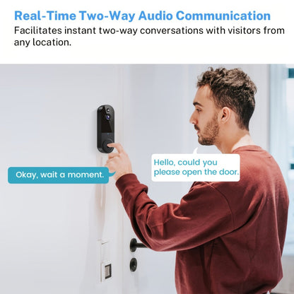1440P Wireless Video Doorbell Camera WiFi Smart Doorbell with Night Vision Two-Way Audio Motion Detection Rechargeable Battery Local Storage