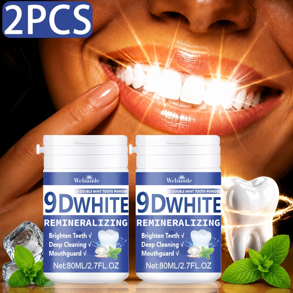Hydroxyapatite Tooth Powder 2-Pack Remineralizing Fluoride-Free Deep Cleaning Whitening Mint Toothpowder