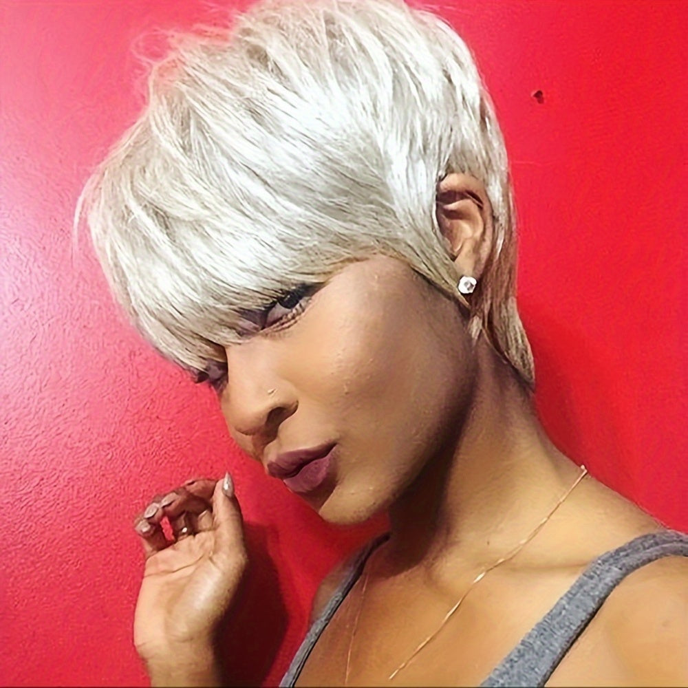 Synthetic Wig 4-Inch Layered Pixie Cut with Bangs in Six Color-Code Options for Cosplay with Model-Specific Color, Length and Cap Options