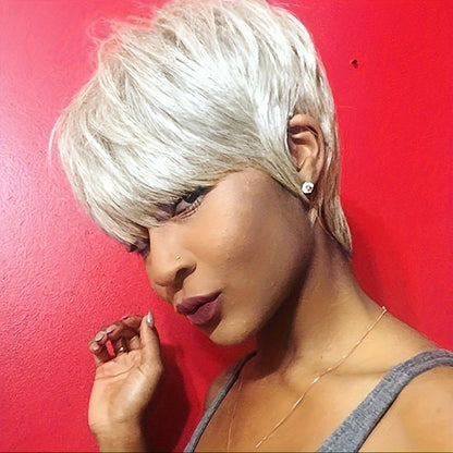 Synthetic Wig 4-Inch Layered Pixie Cut with Bangs in Six Color-Code Options for Cosplay with Model-Specific Color, Length and Cap Options