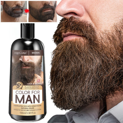 Hair Dye Shampoo, YANYUTONG Men's Beard and Hair Bottle in Black, Brown or Chestnut Brown Options